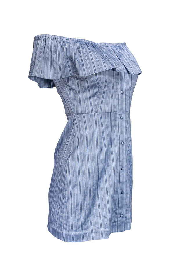 Current Boutique-Intermix - Blue Striped Off-the-Shoulder Dress Sz P