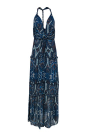 Current Boutique-Intermix - Dark Blue Paisley Print Sleeveless Racerback Maxi Dress Sz L