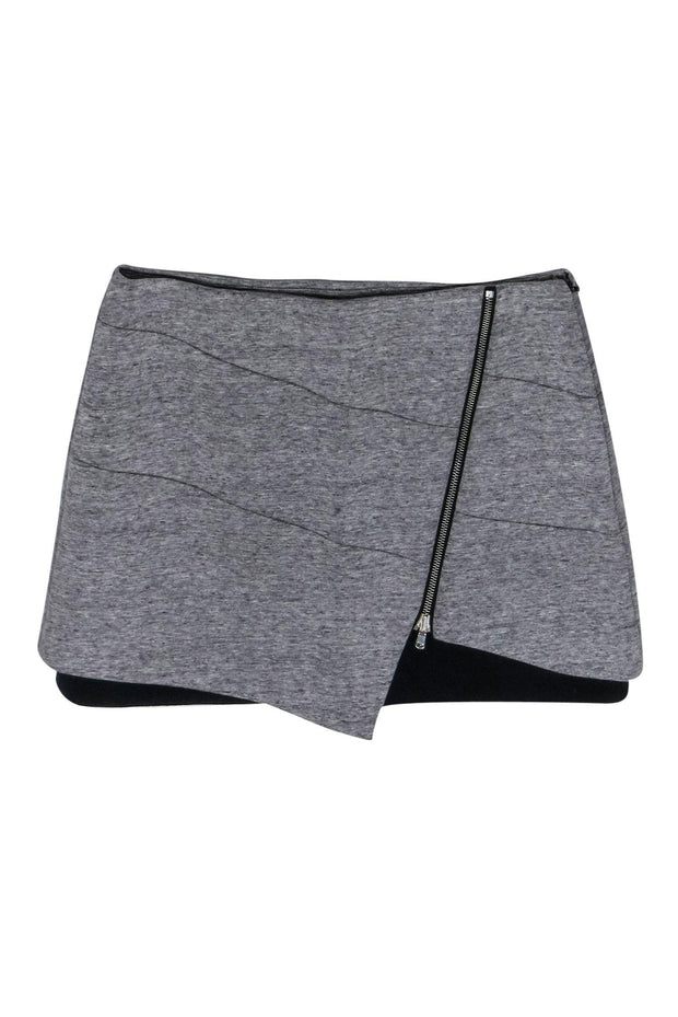 Current Boutique-Intermix - Grey Envelope-Style Zip-Up Miniskirt Sz M