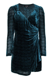Current Boutique-Intermix - Hunter Green Textured Velour Ruched Dress Sz 2