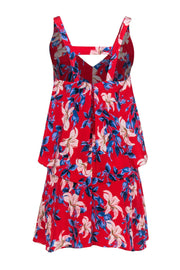 Current Boutique-Intermix - Red Floral Layered Silk Dress Sz P