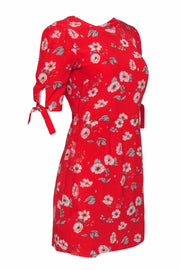 Current Boutique-Intermix - Red Silk Mini Dress w/ Pink & White Floral Print Sz 0