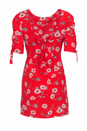 Current Boutique-Intermix - Red Silk Mini Dress w/ Pink & White Floral Print Sz 0