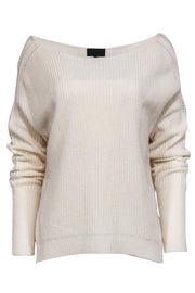 Current Boutique-Intermix - White Wool Blend Oversized Knit Sweater w/ Eyelet Trim Sz P