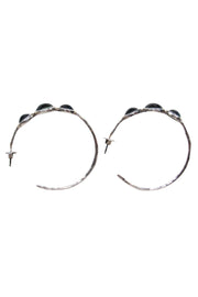 Current Boutique-Ippolita - Silver Open Hoop Earrings w/ Blue Stones
