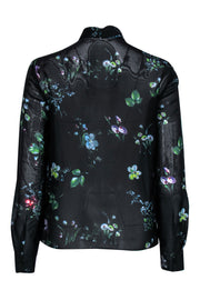Current Boutique-Iris & Ink - Sheer Black Silk Blouse w/ Floral Print Sz 4