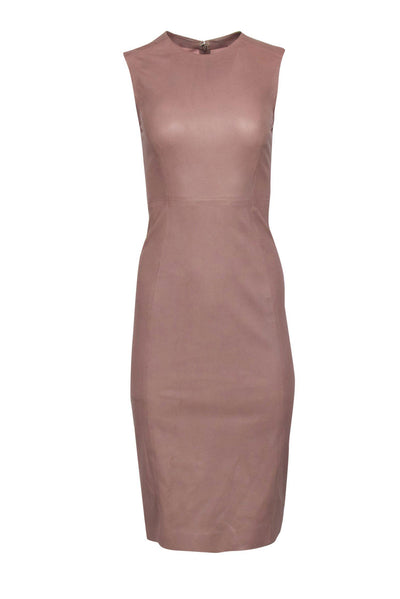 Current Boutique-Iris & Ink - Taupe Smooth Leather Sheath Dress Sz 10