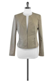 Current Boutique-Iris Setlakwe - Beige Cotton & Leather Jacket Sz 10