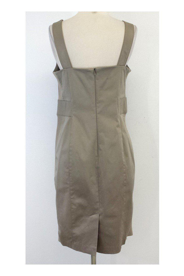 Current Boutique-Iris Setlakwe - Taupe Cotton & Leather Sleeveless Dress Sz 10