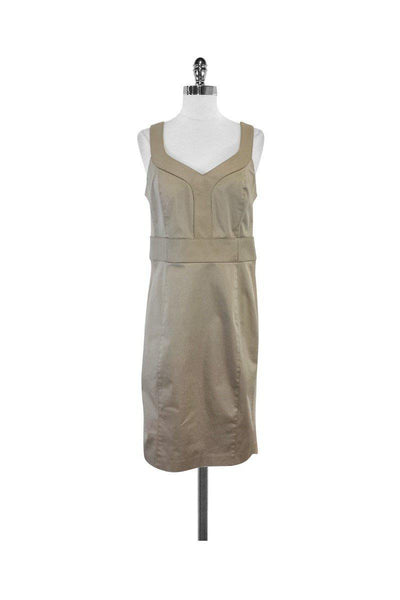 Current Boutique-Iris Setlakwe - Taupe Cotton & Leather Sleeveless Dress Sz 10