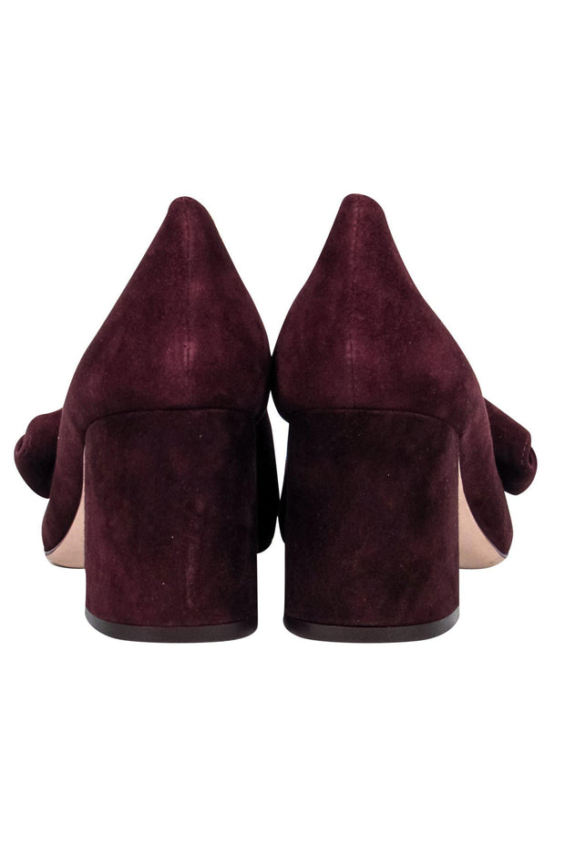 Current Boutique-Isa Tapia - Maroon Suede Pumps w/ Bow Sz 8.5