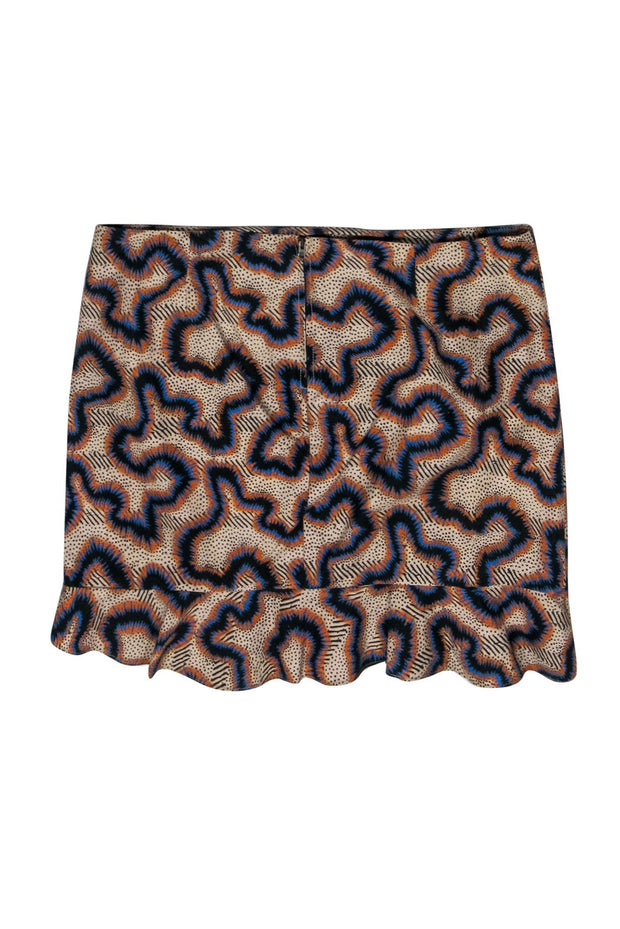Current Boutique-Isabel Marant - Beige, Blue & Orange Patterned Cotton Blend Skirt Sz 8