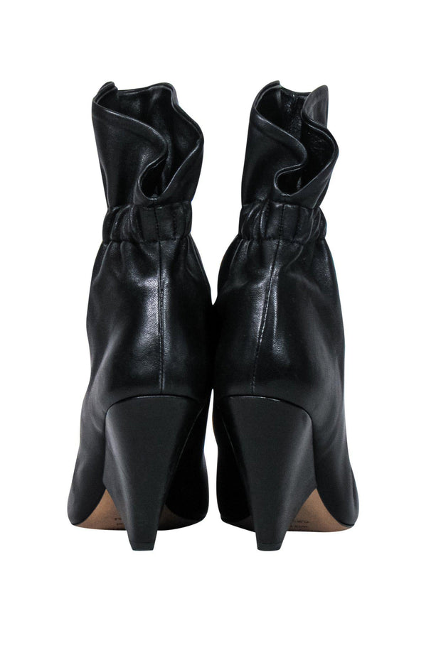 Current Boutique-Isabel Marant - Black Leather Heeled Booties w/ Cinched Ankle Sz 7.5