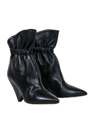 Current Boutique-Isabel Marant - Black Leather Heeled Booties w/ Cinched Ankle Sz 7.5