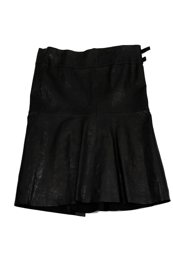 London budget Vedhæftet fil Isabel Marant - Black Leather Wrap Skirt Sz 6 – Current Boutique