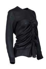 Current Boutique-Isabel Marant - Black Long Sleeve Blouse w/ Front Ruffle Sz 2