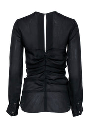 Current Boutique-Isabel Marant - Black Long Sleeve Blouse w/ Front Ruffle Sz 2
