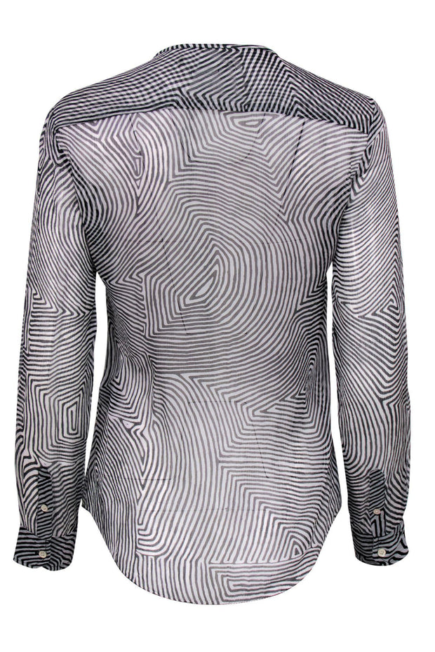 Current Boutique-Isabel Marant - Black & White Sheer Silk Patterned Blouse Sz 4