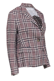 Current Boutique-Isabel Marant Etoile - Beige, Red & Navy Plaid Buttoned Linen Blazer Sz 6