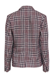 Current Boutique-Isabel Marant Etoile - Beige, Red & Navy Plaid Buttoned Linen Blazer Sz 6