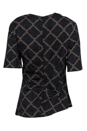 Current Boutique-Isabel Marant Etoile - Black Cotton Blouse w/ Stripes & Stippling Print Sz M