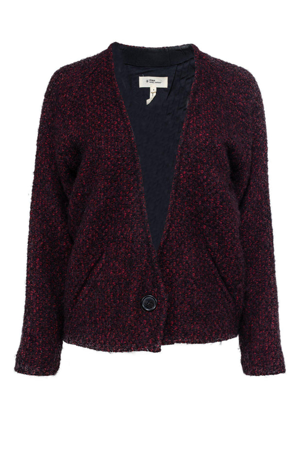 Current Boutique-Isabel Marant Etoile - Black & Red Wool Blend Cardigan Sz L