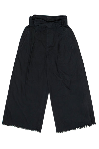 Current Boutique-Isabel Marant Etoile - Black Wide Leg Cropped Paperbag Belted Jeans Sz 4