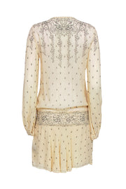 Current Boutique-Isabel Marant Etoile - Cream & Grey Floral Print Drop Waist Dress Sz L