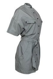 Current Boutique-Isabel Marant Etoile - Light Olive Button-Up Utility-Style Belted "Zolina" Sheath Dress Sz 6