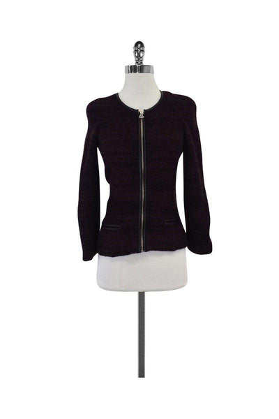 Current Boutique-Isabel Marant Etoile - Maroon & Navy Striped Wool Jacket Sz 0