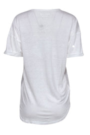 Current Boutique-Isabel Marant Etoile - White Linen Tee w/ Silver Logo Graphic Sz L