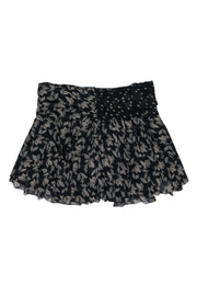 Current Boutique-Isabel Marant Etolie - Black & Cream Printed Gathered Crepe Mini Skirt Sz 8