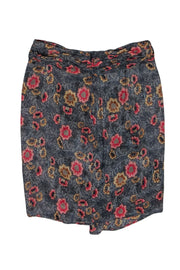 Current Boutique-Isabel Marant Etolie - Red & Gold Floral Print Silk Blend Skirt Sz 8