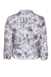 Current Boutique-Isabel Marant - White & Purple Floral Printed Cropped Blazer Sz 8