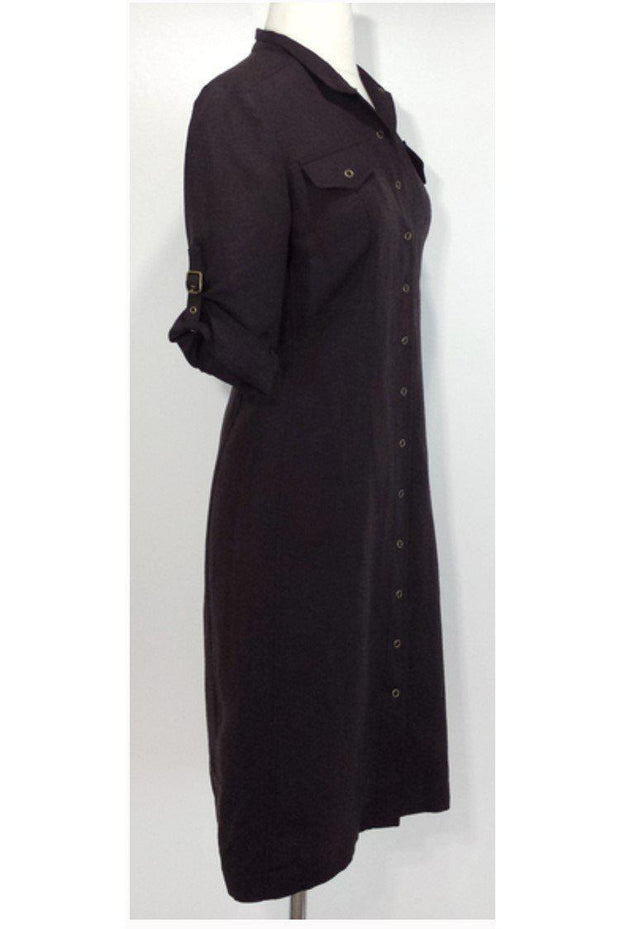 Current Boutique-Isabella DeMarco - Deep Brown Linen Blend Shirt Dress Sz 2