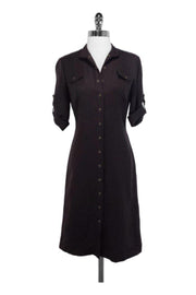 Current Boutique-Isabella DeMarco - Deep Brown Linen Blend Shirt Dress Sz 2