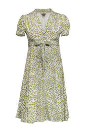 Current Boutique-Issa London - White & Yellow Lemon Print Silk Wrap Dress Sz 4