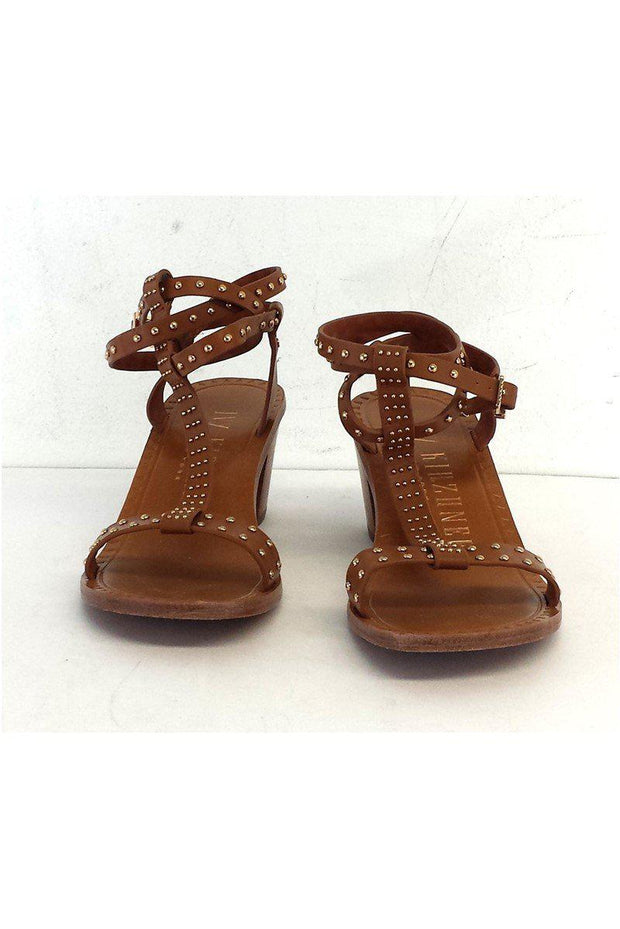 Current Boutique-Ivy Kirzhner - Cognac Olympian Studded Sandal Heels Sz 8