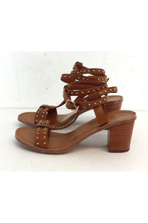 Current Boutique-Ivy Kirzhner - Cognac Olympian Studded Sandal Heels Sz 8