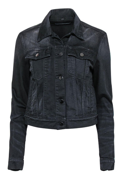 Current Boutique-J Brand - Black Button-Up Faded Denim Jacket Sz M