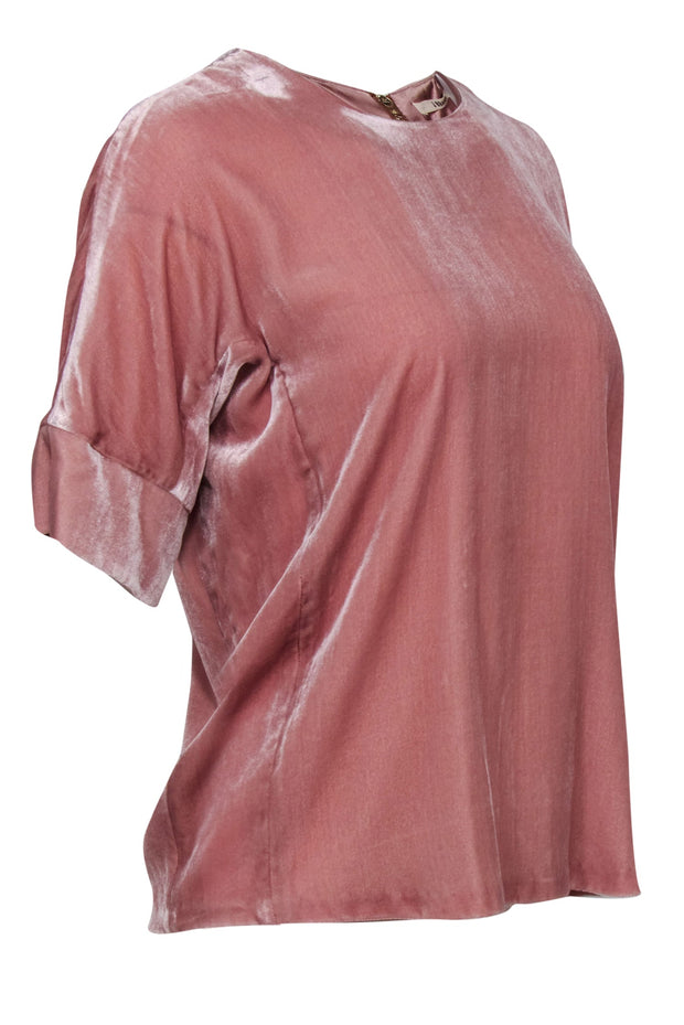 Current Boutique-J Brand - Blush Pink Velvet Short Sleeve Tee Sz S