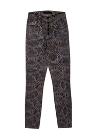 Current Boutique-J Brand - Tan Snakeskin Printed Coated Skinny Jeans Sz 25