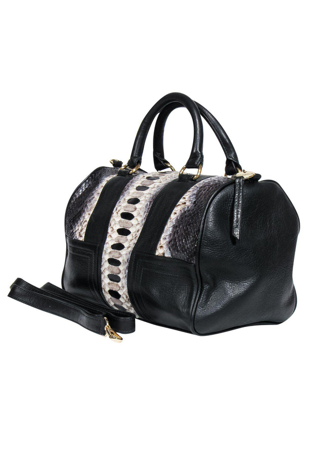 Current Boutique-J-Michael's Designs - Leather & Python Mini Greed Duffle Bag