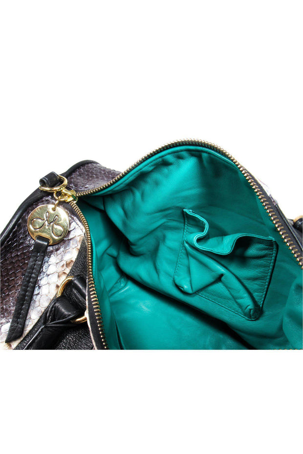 Current Boutique-J-Michael's Designs - Leather & Python Mini Greed Duffle Bag