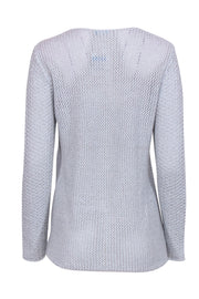 Current Boutique-J. McLaughlin - Grey & Silver Long Sleeve Pointelle Pullover Sweater Sz M