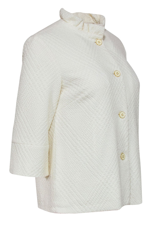 Current Boutique-J. McLaughlin - Ivory Textured Button-Up Jacket Sz S
