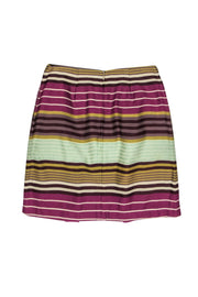 Current Boutique-J. McLaughlin - Purple, Yellow & Blue Striped A-Line Skirt Sz 4