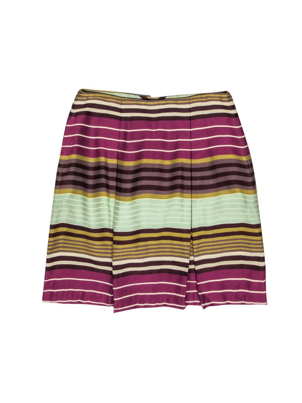 Current Boutique-J. McLaughlin - Purple, Yellow & Blue Striped A-Line Skirt Sz 4