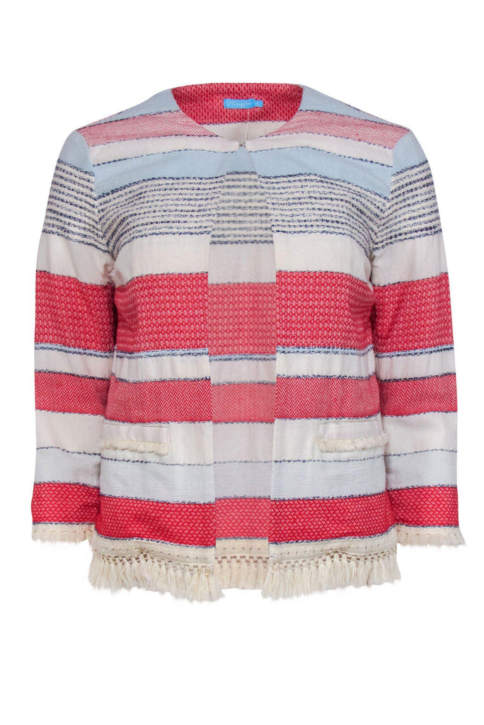 J. McLaughlin - Red, White & Blue Embroidered Striped Cropped