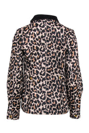 Current Boutique-J.Crew - Beige & Black Leopard Print Coated Jacket w/ Corduroy Collar Sz XS